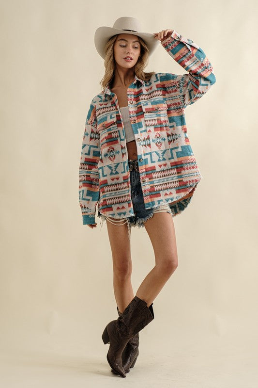 Frayed Aztec Western Jacket