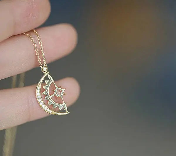 14K Gold Rotatable Luna Necklace