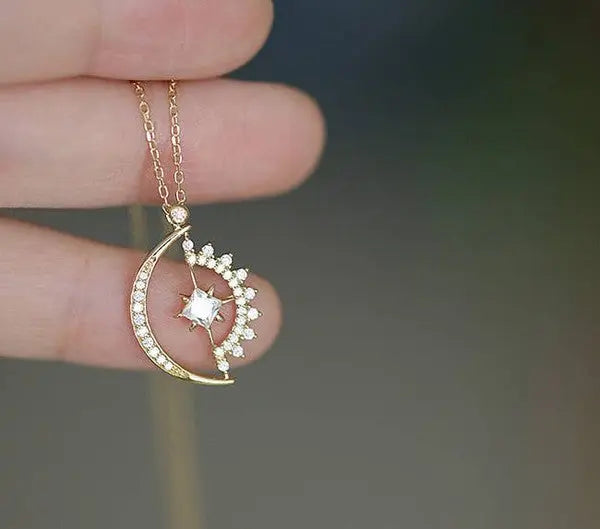 14K Gold Rotatable Luna Necklace