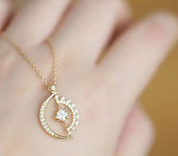 14K Gold Rotatable Luna Necklace