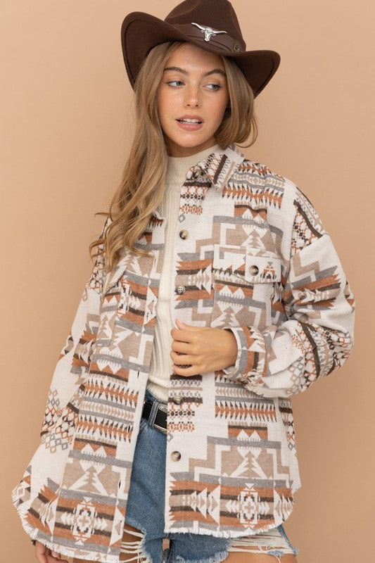 Frayed Aztec Western Jacket