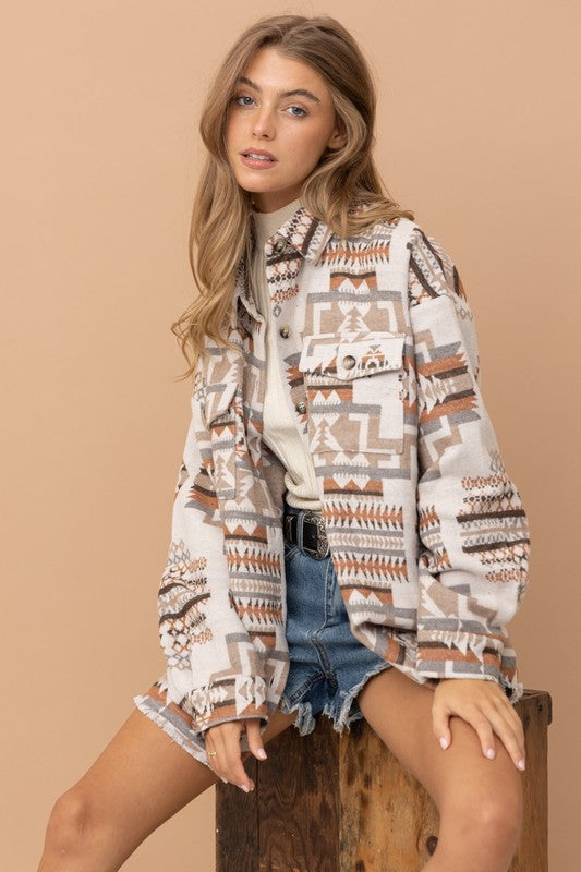 Frayed Aztec Western Jacket