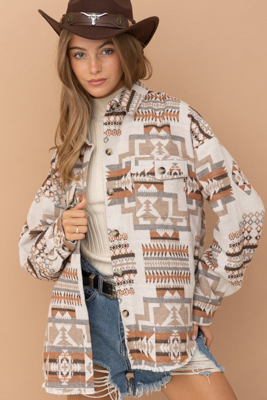 Frayed Aztec Western Jacket