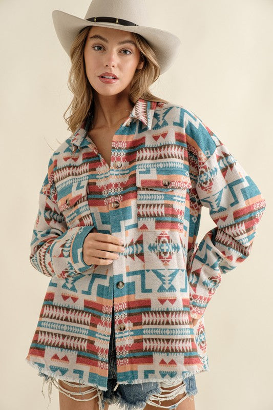 Frayed Aztec Western Jacket