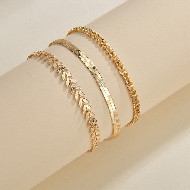 Gold Chain Ankle Bracelet 3pcs/set