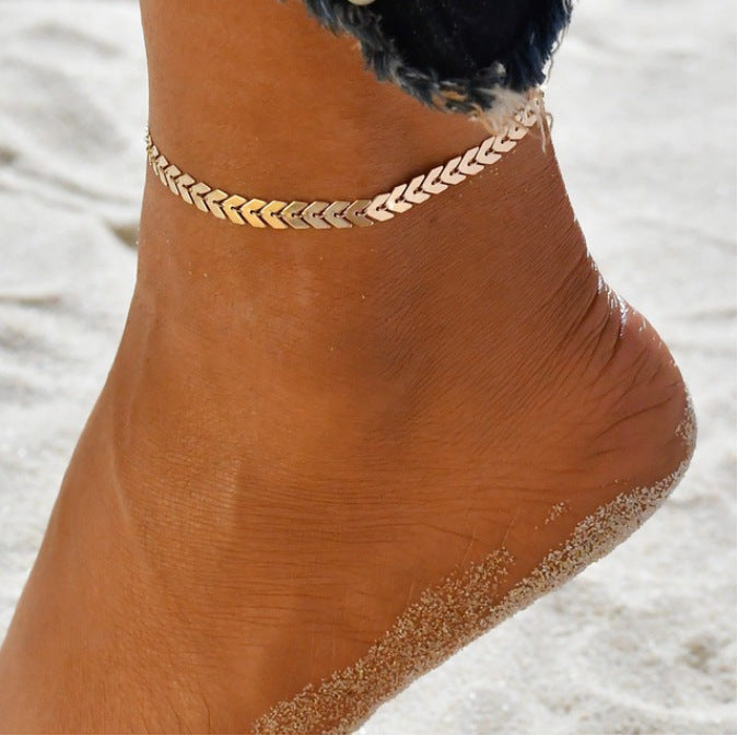 Gold Chain Ankle Bracelet 3pcs/set