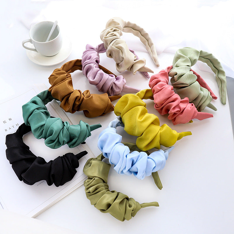 hairband fashion fold wide brim headband hairpin women go out versatile headdress hair bundle